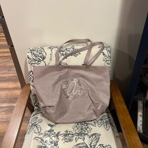 Thirty one dusty pink large tote bag with “a” embroidery